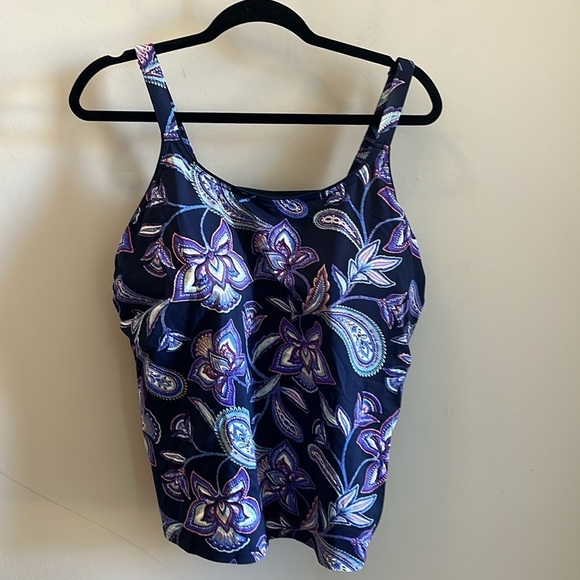 Lands End Tankini Top & Bottom Navy Blue Paisley 2-Piece Size 22W - Picture 2 of 10